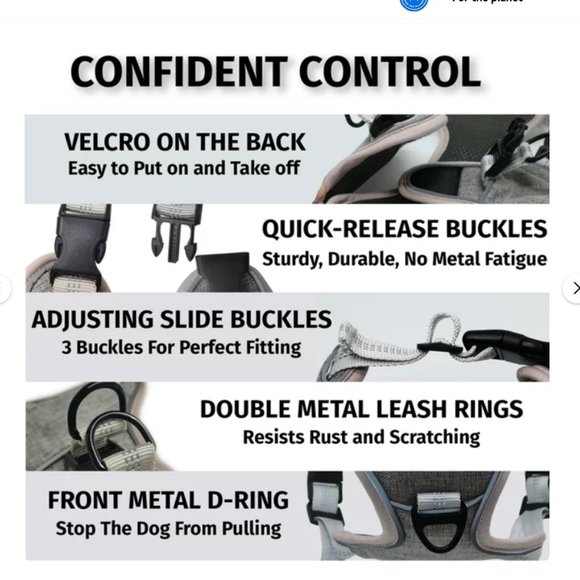 NWT ~PETORO Adjustable Reflective Harness, 5mm Soft Padded No-Pull No-Choke Vest - Picture 9 of 13